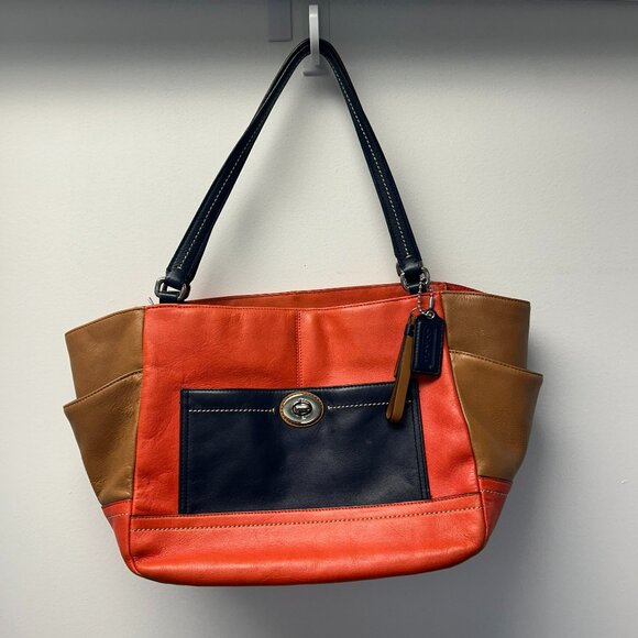 Coach Park Carrie Color Block Medium Tote 17 x 9.5 - Picture 1 of 9